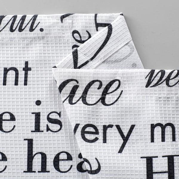 Dainty Home Dainty Home Printed 3D Textured Waffle Weave Textured Love Phrases Designed Fabric Shower Curtain With 12 Roller Ball Hooks Included 70" X 72"