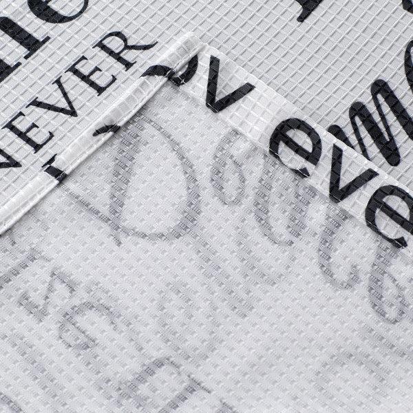 Dainty Home Dainty Home Printed 3D Textured Waffle Weave Textured Love Phrases Designed Fabric Shower Curtain With 12 Roller Ball Hooks Included 70" X 72"