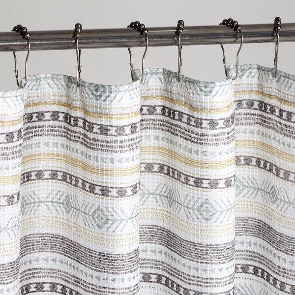 Dainty Home Dainty Home Printed 3D Waffle Weave Textured Aztec Designed Shower Curtain With 12 Roller Ball Hooks Included 70" X 72" In Multicolor
