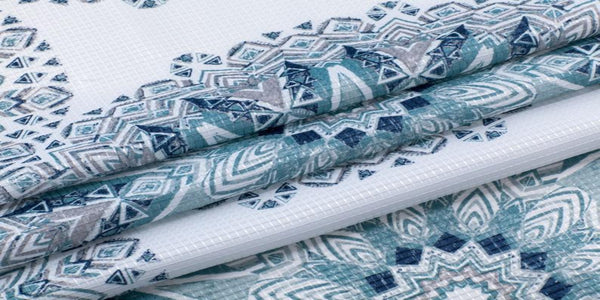 Dainty Home Dainty Home Printed Waffle 3D Textured Waffle Weave Textured Kaleidoscope Designed Fabric Shower Curtain