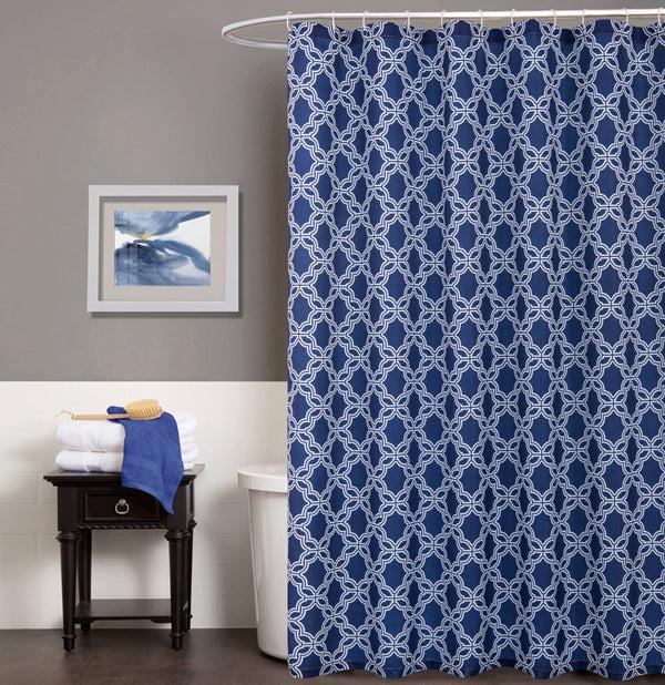 dainty home Dainty Home Printed Waffle 3D Textured Waffle Weave Textured Trellis Designed Fabric Shower Curtain