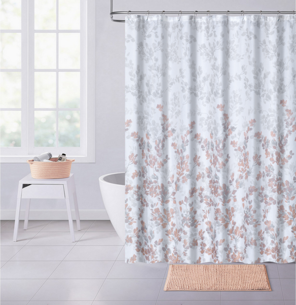 dainty home Dainty Home Printed Waffle 3D Textured Waffle Weave Textured Spring Designed Fabric Shower Curtain