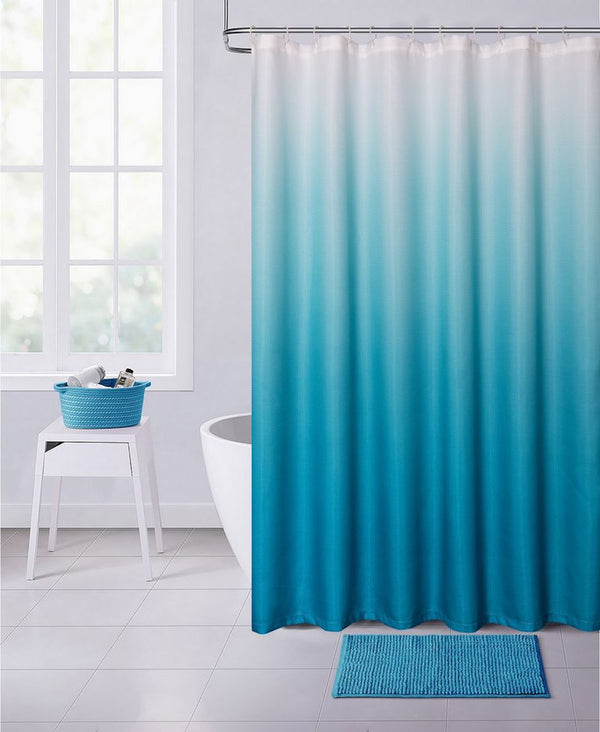 dainty home Dainty Home Printed Waffle 3D Textured Waffle Weave Textured Ombre Designed Fabric Shower Curtain