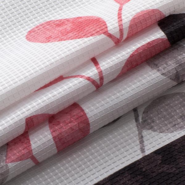 Dainty Home Dainty Home Printed Waffle 3D Textured Waffle Weave Leaves Designed Fabric Shower Curtain With 12 Roller Ball Hooks Included 70" X 72" In Black/Pink