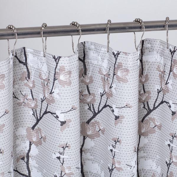 Dainty Home Dainty Home Printed Waffle 3D Textured Waffle Weave Textured Floral Designed Shower Curtain