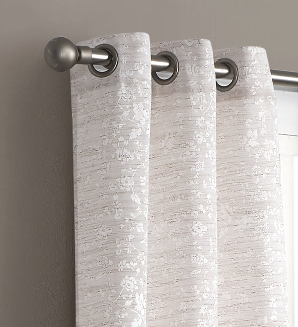 Dainty Home Dainty Home Priscilla Boho 3D Microstripes Textured Floral Embroidery Room Darkening Grommet Panel Pair