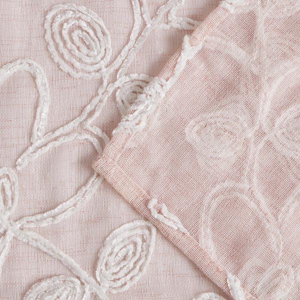 Dainty Home Dainty Home Rita 3D Linen Look Textured Floral 3D Chenille Designed Fabric Shower Curtain