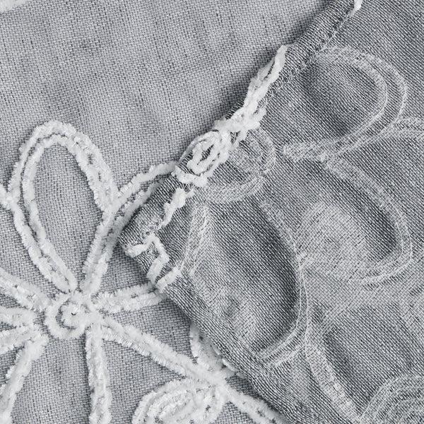 Dainty Home Dainty Home Rita Boho Linen Look Fabric With 3D Floral Chenille Embroidery Kitchen Curtain Set 1 Valance 52" X 18" And 2 Tiers 26" X 36" Each