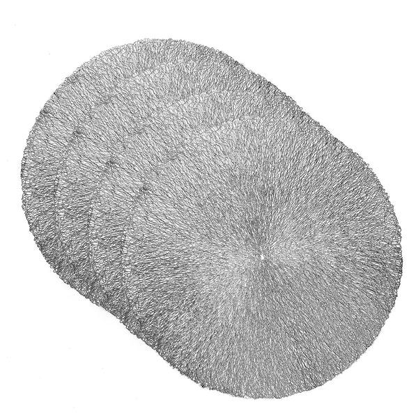 Dainty Home Dainty Home Royale Woven Metallic Lace Crossweave With A Sunburst Metallic Lace Pattern Reversible 15" X 15" Round Placemats