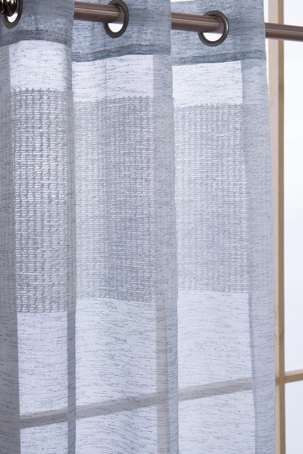 Dainty Home Dainty Home Sarah Boho 3D Chenille Embroidered Microstripes Design Linen Look Light Filtering Grommet Panel Pair