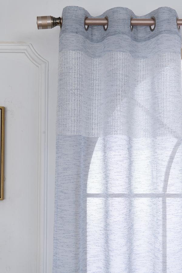 Dainty Home Dainty Home Sarah Boho 3D Chenille Embroidered Microstripes Design Linen Look Light Filtering Grommet Panel Pair