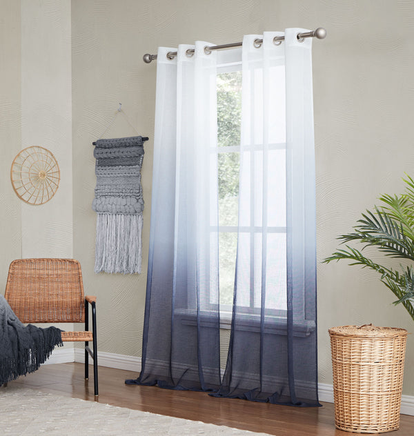 dainty home Dainty Home Shadow Ombre Linen Look Boho Gradient Linen Textured Grommet Panel Pair