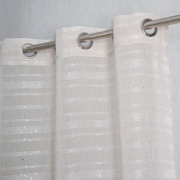 Dainty Home Dainty Home Shimmer Lurex Boho Embroidered Lurex Stripes With 3D Lurex Sequins Linen Look Light Filtering Grommet Panel Pair