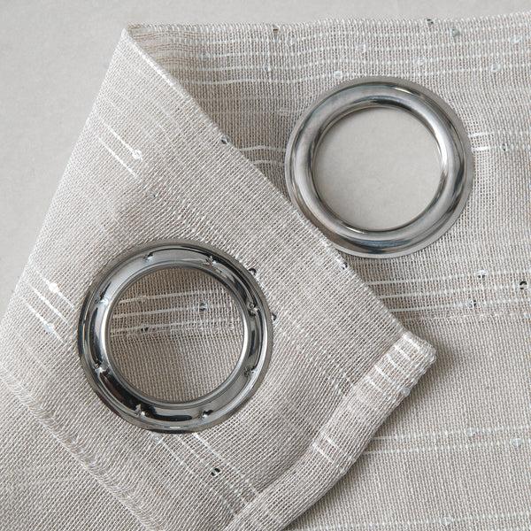 Dainty Home Dainty Home Shimmer Lurex Boho Embroidered Lurex Stripes With 3D Lurex Sequins Linen Look Light Filtering Grommet Panel Pair