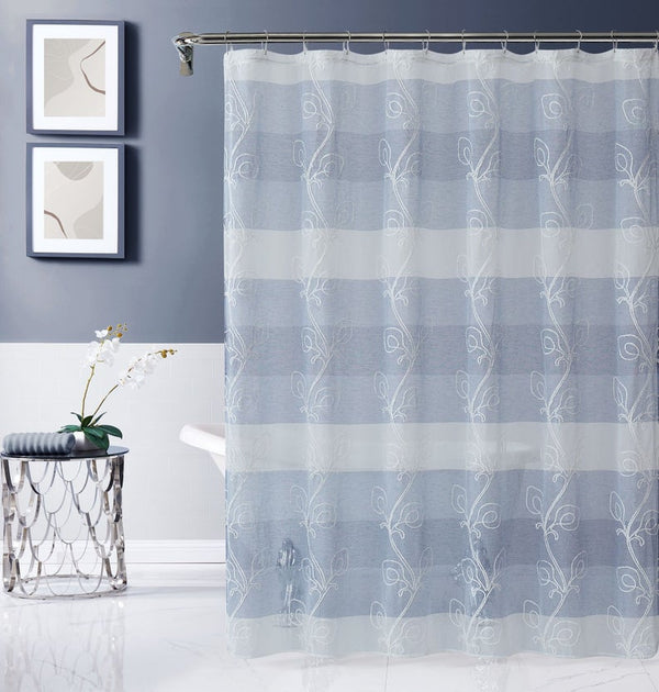 dainty home Dainty Home SIlvia 3D Gradient Ombre Linen Look Fabric Textured Floral 3D Chenille Designed Fabric Shower Curtain dainty home Dainty Home SIlvia 3D Gradient Ombre Linen Look Fabric Textured Floral 3D Chenille Designed Fabric Shower Curtain
