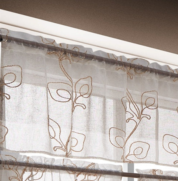 Dainty Home Dainty Home Silvia Boho Linen Look Striped Ombre Fabric With 3D Floral Chenille Embroidery Kitchen Curtain Set 1 Valance 52 X 18 And 2 Tiers 26 X 36