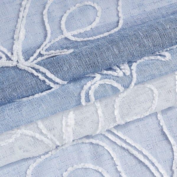 Dainty Home Dainty Home Silvia Boho Ombre Striped Gradient Fabric With 3D Floral Chenille Embroidered Linen Look Light Filtering Grommet Panel Pair