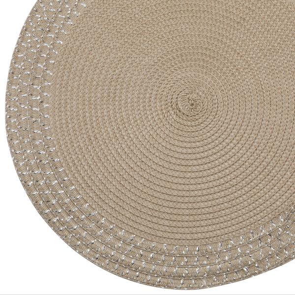 Dainty Home Dainty Home Sparkles 15" Round Woven Placemats Set Of 6 - Durable Reversible & Non-Slip Table Mats
