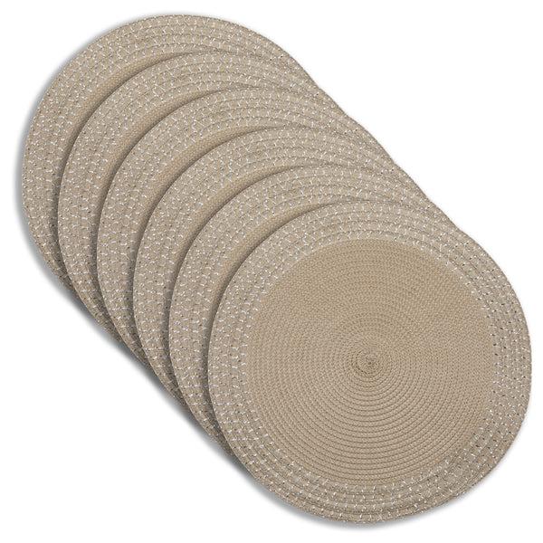 dainty home Dainty Home Sparkles 15" Round Woven Placemats Set of 6 - Durable Reversible & Non-Slip Table Mats