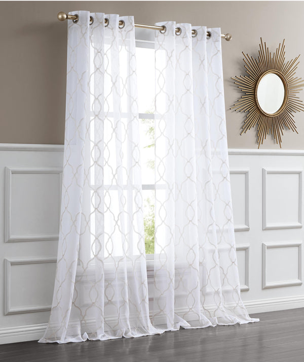 dainty home Dainty Home Springfield Contemporary 3D Lurex Embroidered Textured Sheer Grommet Single Panel