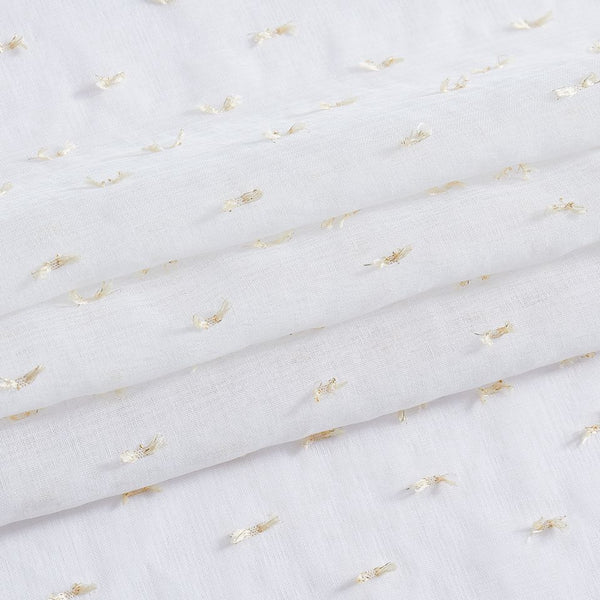 Dainty Home Dainty Home Sprinkles 3D Solid Linen Look Textured Ribbon Embellished Lurex Designed Fabric Shower Curtain