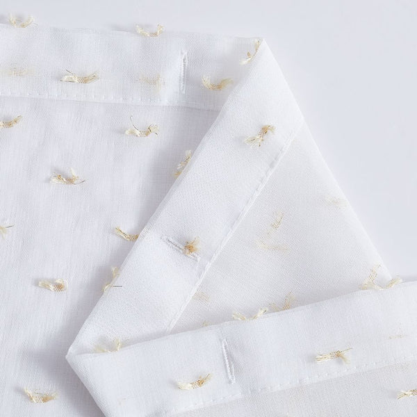 Dainty Home Dainty Home Sprinkles 3D Solid Linen Look Textured Ribbon Embellished Lurex Designed Fabric Shower Curtain