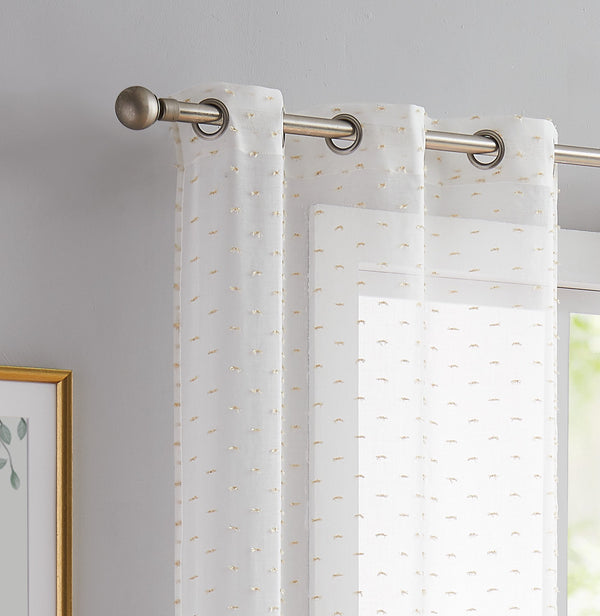 Dainty Home Dainty Home Sprinkles Boho Linen Look Fabric With 3D Embellished Lurex Sprinkles Light Filtering Grommet Panel Pair