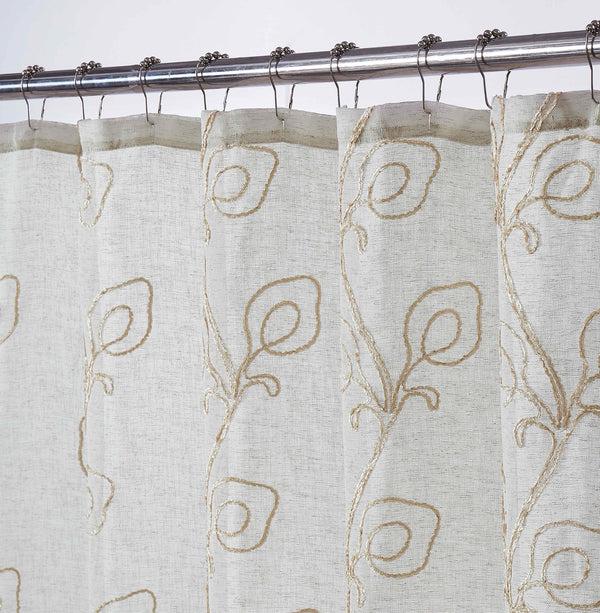 Dainty Home Dainty Home Stella 3D Linen Look Textured Floral 3D Chenille Designed Fabric Shower Curtain