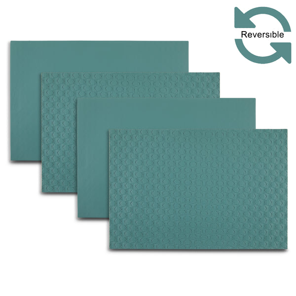 Dainty Home Dainty Home Stratham Premium Vegan Leather Reversible 2 Pattern 12" X 18" Rectangular Placemat Set Of 4