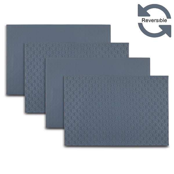 dainty home Dainty Home Stratham Premium Vegan Leather Reversible 2 Pattern 12" x 18" Rectangular Placemat Set Of 4