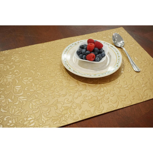 Dainty Home Dainty Home Susan Faux Leather Look Textured Damask Embossed Designed 12" X 18" Rectangle Placemats