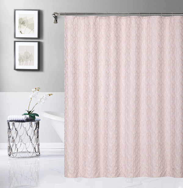 dainty home Dainty Home Topaz 3D Embossed Textured Lustrous Lurex Geometric Designed Fabric Shower Curtain