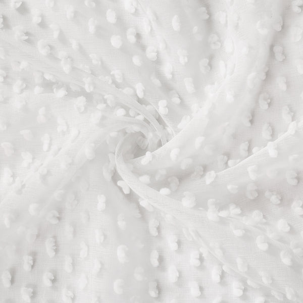 Dainty Home Dainty Home Valeria Modern 3D Linen-Look Fabric Shower Curtain With 3D Cotton Like Puffs