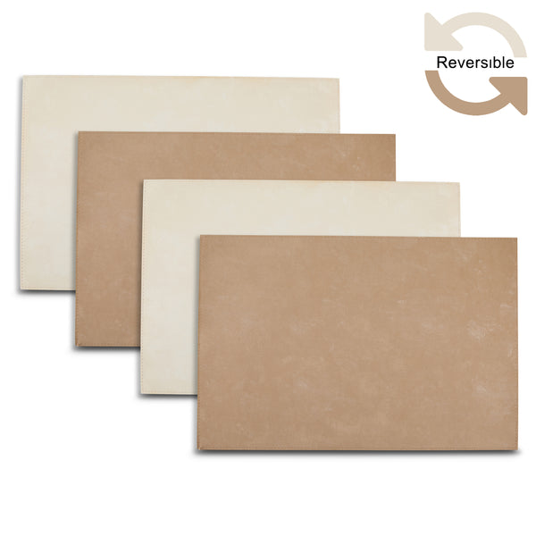 dainty home Dainty Home Velvet Premium Vegan Leather Reversible 2 Pattern 12" x 18" Rectangular Placemat Set Of 4