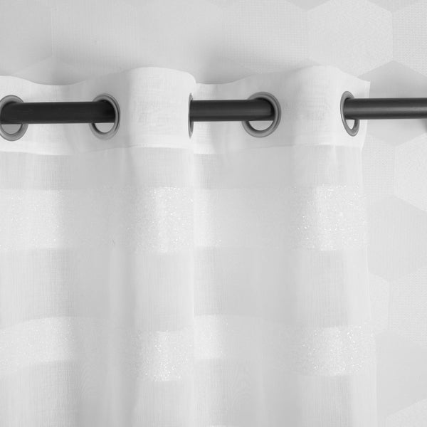 Dainty Home Dainty Home Veronika Boho 3D Lurex And Chenille Striped Linen Embroidered Linen Look Light Filtering Grommet Panel Pair