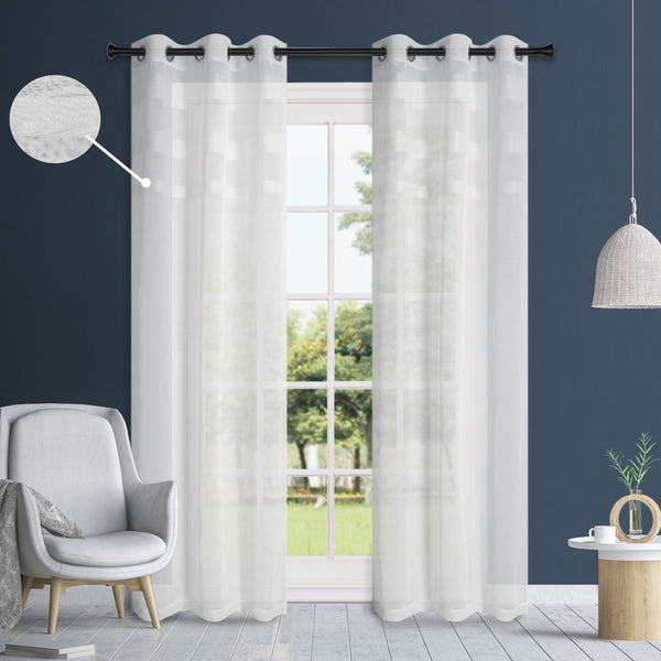 dainty home Dainty Home Veronika Boho 3D Lurex and Chenille Striped Linen Embroidered Linen Look Light Filtering Grommet Panel Pair