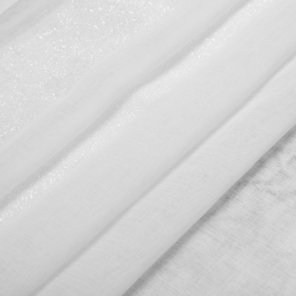 Dainty Home Dainty Home Veronika Linen Look Boho 3D Lurex Chenille Striped Linen Embroidered Textured Designed Sheer Shower Curtain