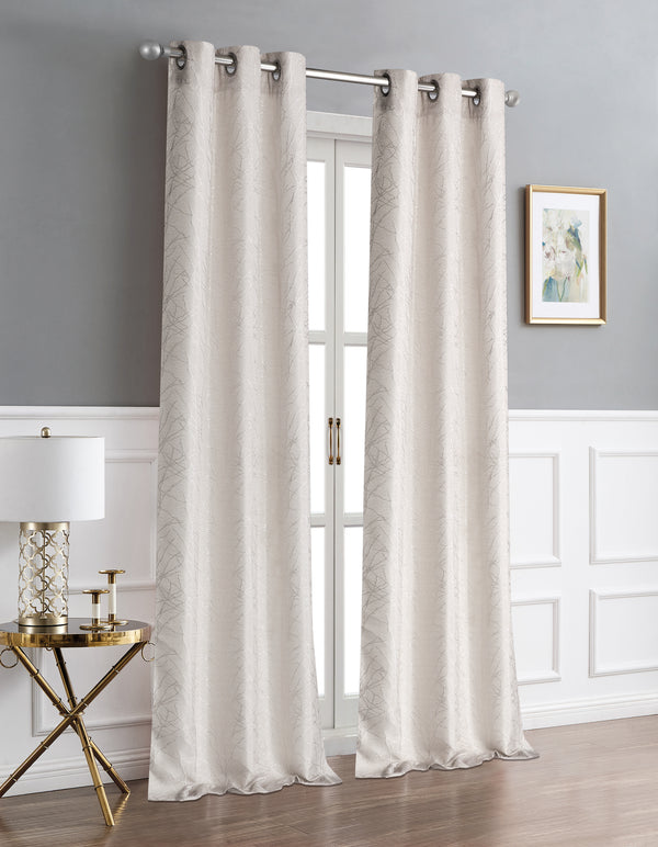 dainty home Dainty Home Woodbury 3D Branch Satin Threaded Textured Weaved 3D Branch Tree Heavy Jacquard Designed Window Panel Pair 76" x 84"