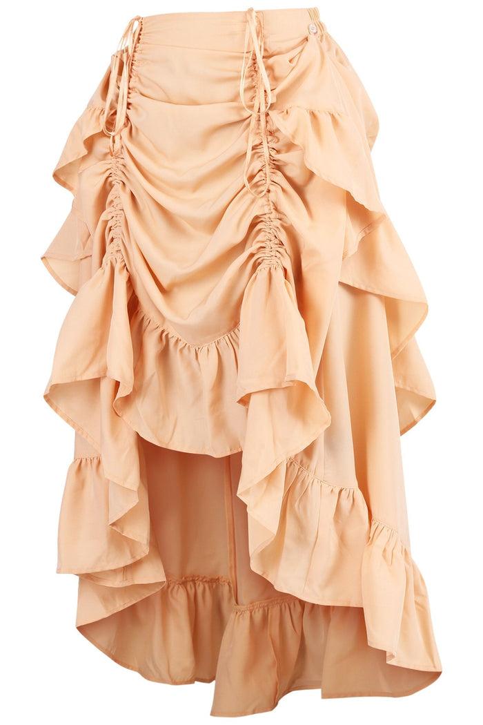 Daisy Beachwear Beige Crepe Adjustable High Low Skirt