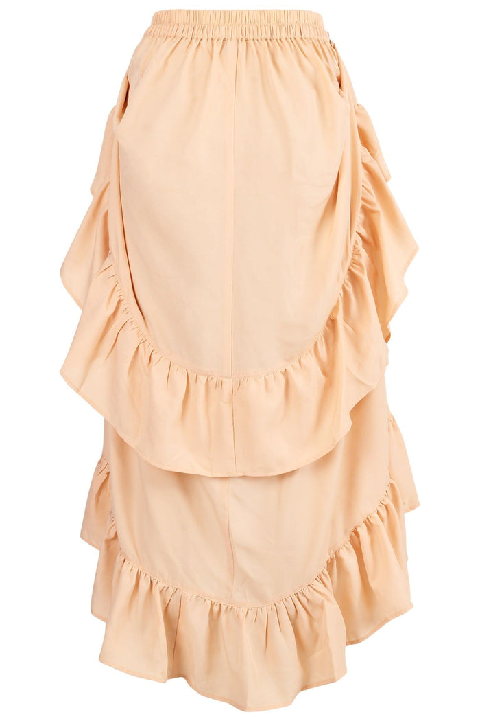 Daisy Beachwear Beige Crepe Adjustable High Low Skirt