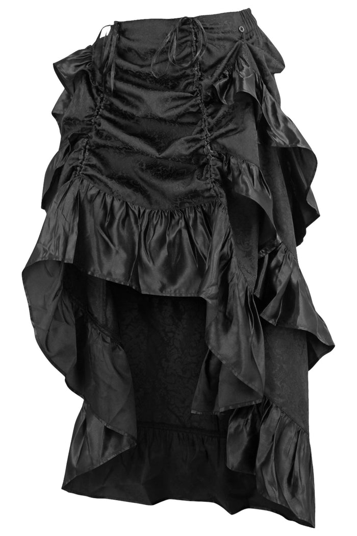 Daisy Beachwear Black Brocade Adjustable High Low Bustle Skirt