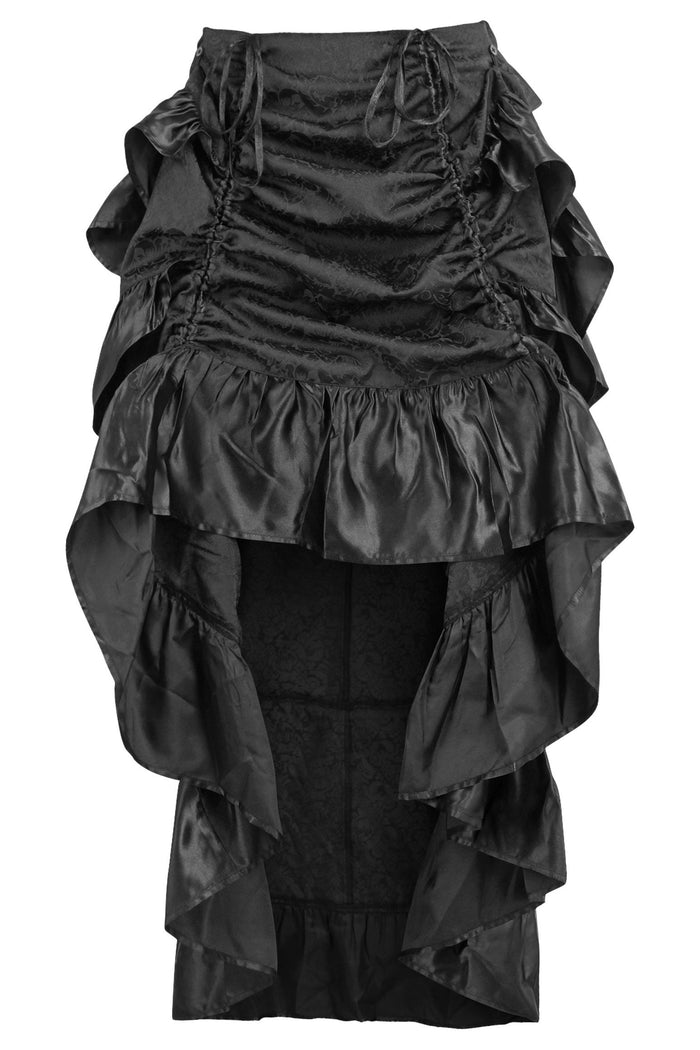 daisy beachwear Black Brocade Adjustable High Low Bustle Skirt