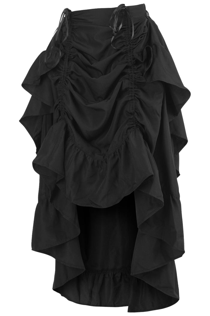 Daisy Beachwear Black Crepe Adjustable High Low Skirt