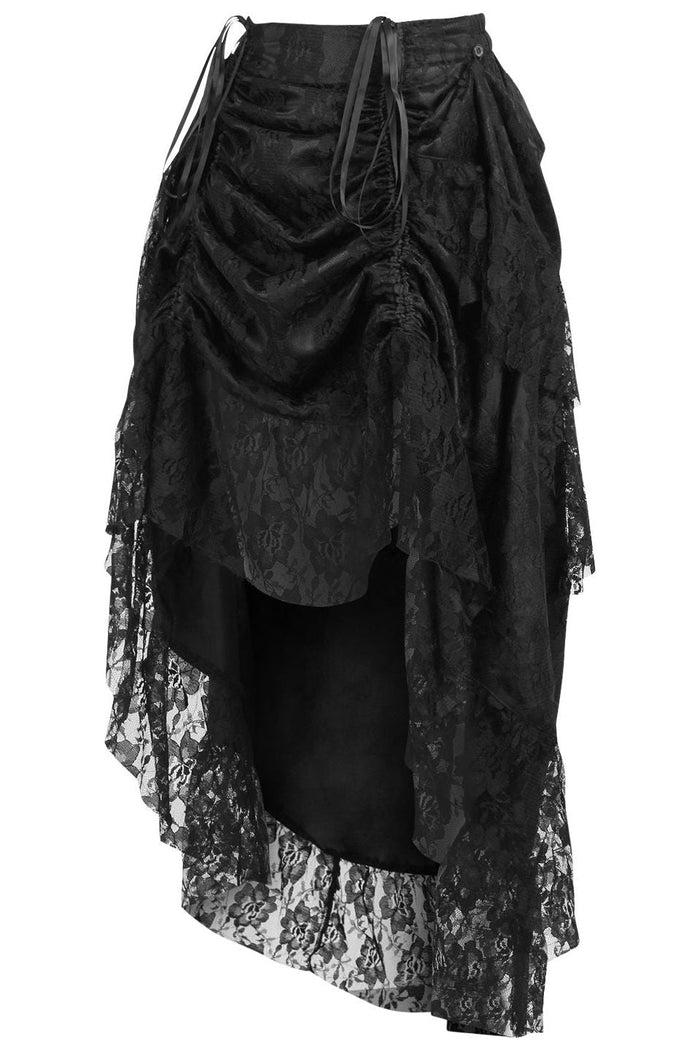 Daisy Beachwear Black Lace Adjustable High Low Bustle Skirt