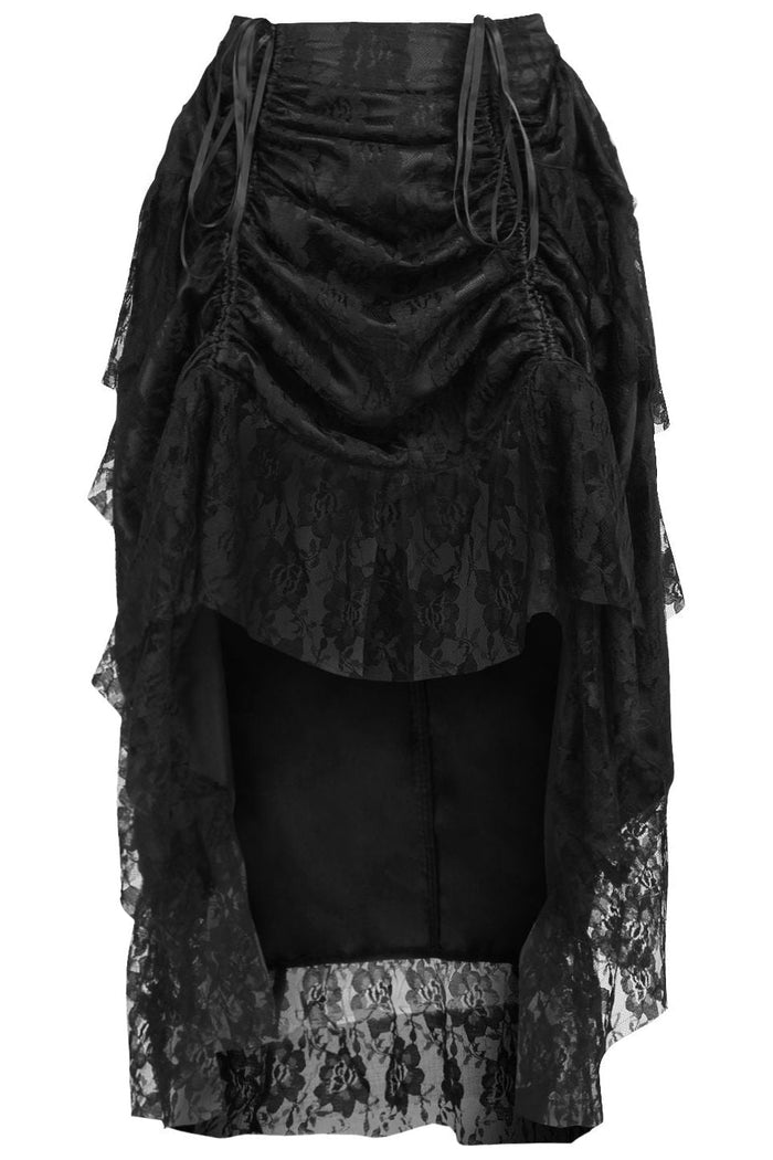 daisy beachwear Black Lace Adjustable High Low Bustle Skirt