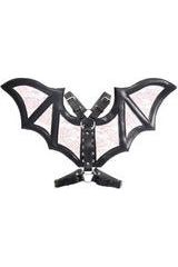 Daisy Beachwear Black/Pink Faux Leather & Lace Wing Harness