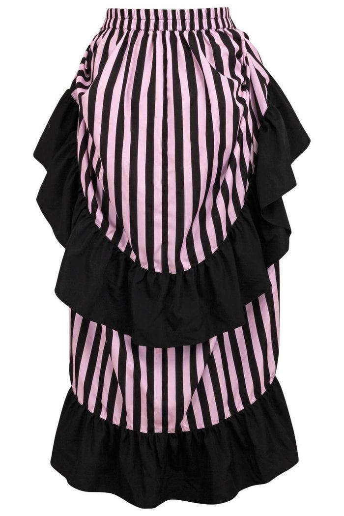 Daisy Beachwear Black/Pink Stripe Adjustable High Low Skirt