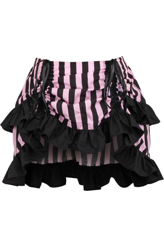 daisy beachwear Black/Pink Striped Ruched Bustle Skirt