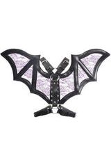 Daisy Beachwear Black/Purple Faux Leather & Lace Wing Harness