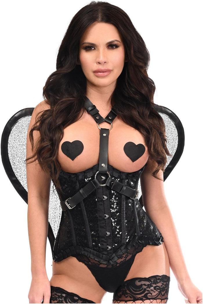Daisy Beachwear Black Sequin Angel Wings Body Harness